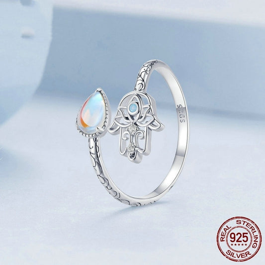 S925 Sterling Silver White Gold Plated Open Ring