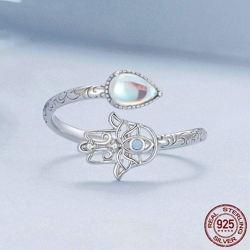 S925 Sterling Silver White Gold Plated Open Ring