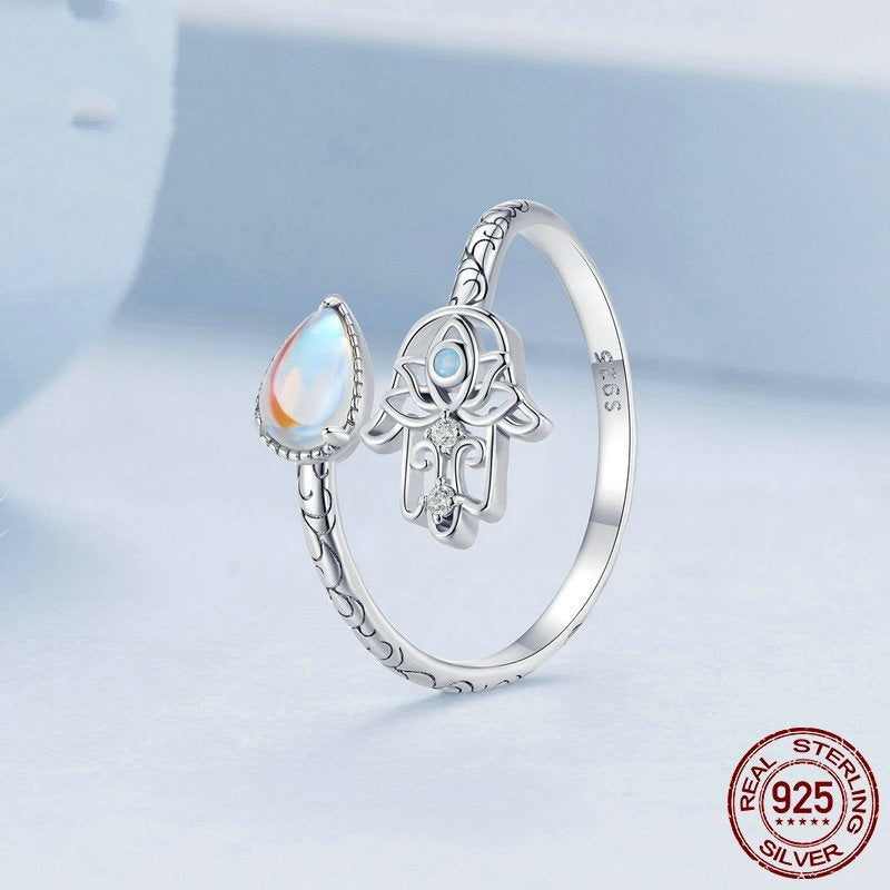 S925 Sterling Silver White Gold Plated Open Ring